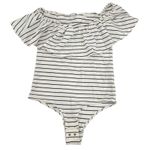 J.Crew Striped Off the Shoulder Ruffle Bodysuit H6125 casual cotton size small Photo 1