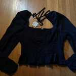 Free People Chloe Milkmaid Top in Black, Size M, NWT Photo 0