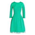 J.Crew  sheath dress with tulle hem Sz 00 Kelly green lady like Modest Retro Photo 4