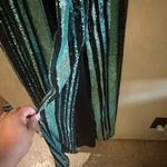 Johnny Wujek prom collection dress maxi Large black turquoise green sequin slit Photo 6