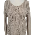 Reiss Open Knit Scoop Neck Beige Cableknit Sweater Size Large Photo 0