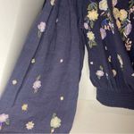 Free People Navy Floral Embroidered Blouse Photo 4