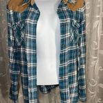 Bluecrush Plaid Long Sleeve Shirt with Corduroy Accents Blue Size L Photo 5