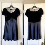 Doen Adelie Mini Dress Velvet Satin Silk Lace Collar Black Medium EUC Photo 1