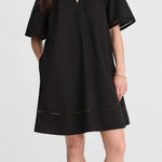 Madewell  Poplin Splitneck Mini Shirtdress Minimalist Relaxed Jet Black Small NWT Photo 0