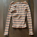 Billabong  Long Sleeve Ribbed Cropped Top Deep V-neck Striped Size XS Photo 1