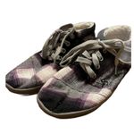 Toms  100910 shoes wool lined purple plaid ankle booties tie up womens size 5.5 Photo 6