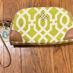 Spartina 449  Geometric Green wristlet clutch makeup bag NWT Photo 0