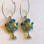 Silver Tone Hoop Dangling Margarita Cocktail CZ Rhinestones Pierced Earrings Photo 2