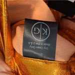 Kimberly Goldson Lizzie‎ Metallic Faux Leather Shorts Copper 0 Orange Photo 6