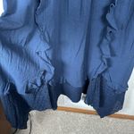 Free People NEW  Bring The Romance Navy Blue Midi Maxi Dress Handkerchief Hem Med Photo 4