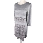 Sundance  Lovely Day Sweater Dress Medium Gray Lace Crochet Photo 8