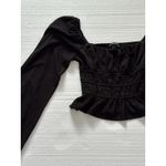 Forever 21 Vintage Y2K Black Floral Milkmaid Top Long Sleeve Square Neck Small Photo 3