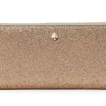 Kate Spade Full Size Gold Glitter Zippered Wallet. Photo 0