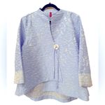 IC Collection Jacquard Asymmetric Jacket, Sky Blue, Pebble Pattern Blue Size XXL Photo 1