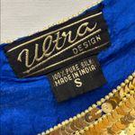 Boutique Vintage Dress Women Small Blue Cobalt Gold Sequin Hula Water Goddess Costume Photo 2