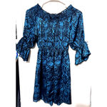 Turquoise Haven  Mini Smocked Dress sz S whimsigoth fairy romantic dark stretchy Photo 6