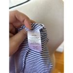 Talbots Blue & White Pin Stripe Rhinestone Bug & Flower Button Down Photo 5