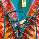 Shoreline GORGEOUS SHEER JEWLED LACE UP V ROUND TOP Photo 4