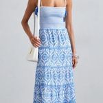 Alice + Olivia Marna Mixed Blue Embroidery Smocked Sundress 12 Photo 2