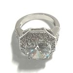 Silver STATEMENT Crystal Fashion Ring Photo 4