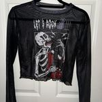 Rock N Roll Skeleton Sheer Long Sleeve Top Black Size L Photo 0
