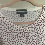 Lands End Supima Cotton Polka Dot Cardigan |‎ Large 14/16 White Photo 2