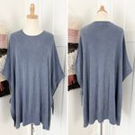 Barefoot Dreams  CozyChic Ultra Lite Side Tie Hi Low Poncho Blue Sz S/M Photo 4