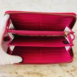 Coach Heritage Khaki Pink Stripe Accordion Zip Wallet In Signature Canvas Photo 4