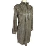 Sabina Musayev Agatha Metallic Gold Long Sleeve Mini Dress Neck Tie Size XXS Photo 9