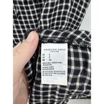 American Eagle  Plaid Ruffle Mini Dress Women Small Black White Western Babydoll Photo 4