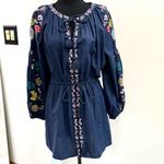 ZARA  TRF Collection NWT Embroidered Navy Blue Short
Tunic Dress Size S Photo 3