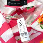 NY&C Pink White Striped Tank Top Attached Neck Tie Bow Womens Size XL NWT Photo 5