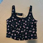 Dolls Kill Delia's Rose Print Tank black multi, cropped, size L NWT Size L Photo 4