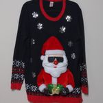 Holiday Time 3D Cool Santa Claus Ugly Christmas Sweater 1X (16W/18W) Photo 14