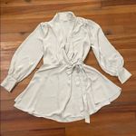 Babaton Aritzia Hyde Satin Matte Pearl Mini Wrap Dress Womens Size medium Photo 3