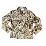 Chicos Size 2 Black Gold Silk Blend Floral Sheer Jacket Artwear Style City Style Brown Photo 7