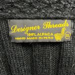 Designer Threads 100% Alpaca Open Front Cardigan Sweater XL Black Hand Made Knit Photo 4