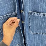 Gap denim utility romper long sleeve pockets pin stripes casual festival size 4 Photo 8