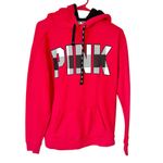 PINK - Victoria's Secret PINK Red Checkered Logo Campus Tunic Pullover Sherpa Hood Hoodie! Photo 1