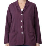 Flax  Burgundy Cotton Button Up Blazer Size SMALL Pockets Photo 0