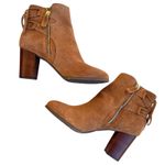 Vionic NEW Ronnie Brown Suede Zip Heel Lace Up Ankle Booties 9.5 Classic Dressy Photo 2