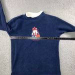 Vintage Christmas Cat Holiday Sweater Women Large Fleece Mock Neck Retro 80s 90s Blue Photo 3