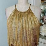 Halston Heritage Metallic Gold Textured Racerback Cocktail Dress XS NWT Photo 1