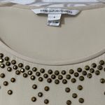 Diane Von Furstenberg  DVF | Beige Bronze Studded Rhinestone Blouse Size 0 Photo 3