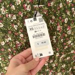 ZARA NWT  Women's Multicolor Long Sleeve Floral Metallic Ruffle Mini Dress XS Photo 4