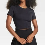 JoyLab  Black Cutout Cropped Fit Moisture
Wicking Seamless Tee Photo 0