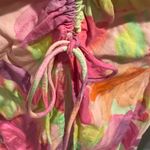 For Love & Lemons Pia Floral Midi Skirt Pink Cutout Waistband Cinched Size L Photo 4