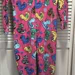 Joe Boxer  Rubber Ducks Pink/Multi One Piece Zip Front Pjs Size M Feet Warm Loung Photo 0