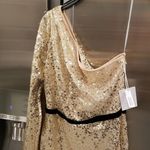 💕MARCHESA NOTTE💕 Glitter Ruffle Asymmetric Cocktail Dress ~ Champagne 4 NWT Gold Photo 4